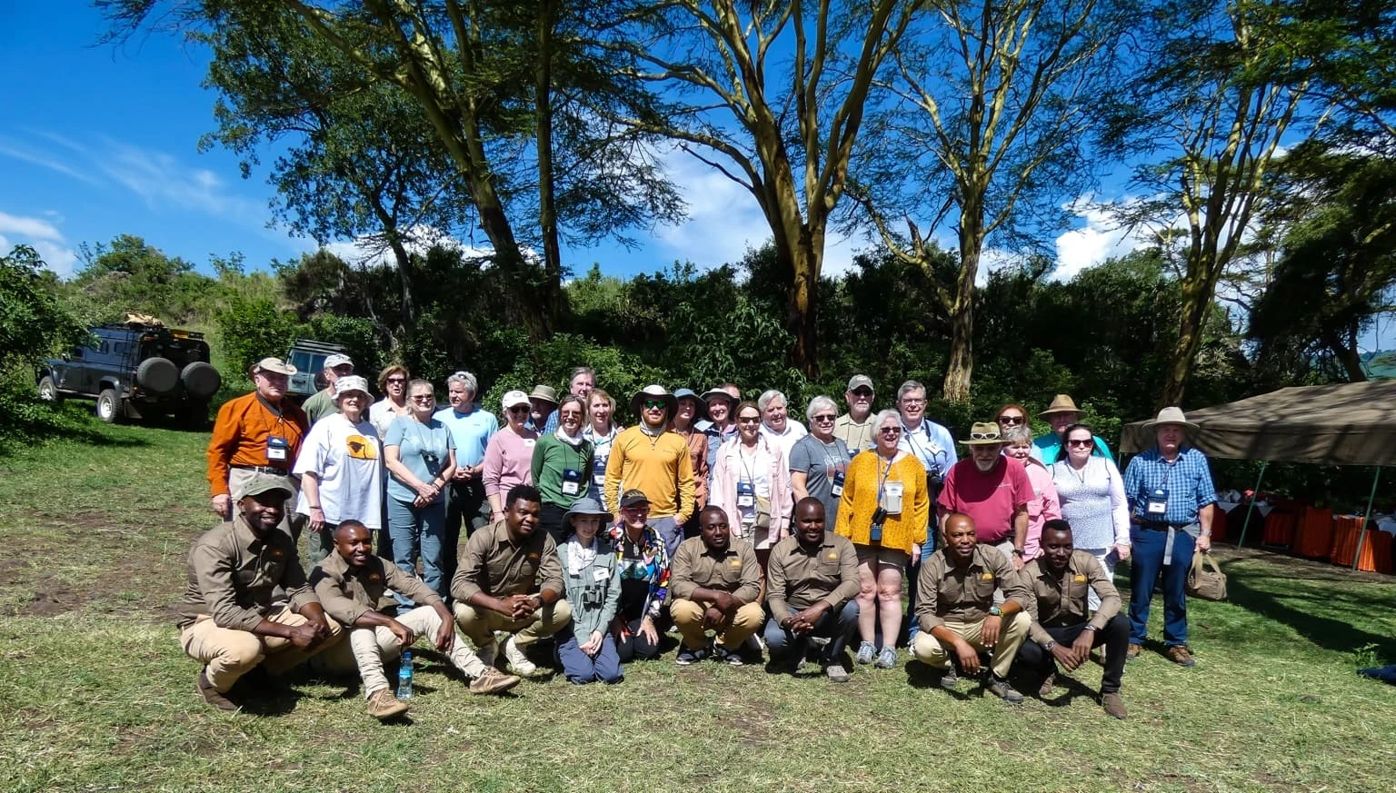 Epic Adventure guests and guides together on a Tanzania safari